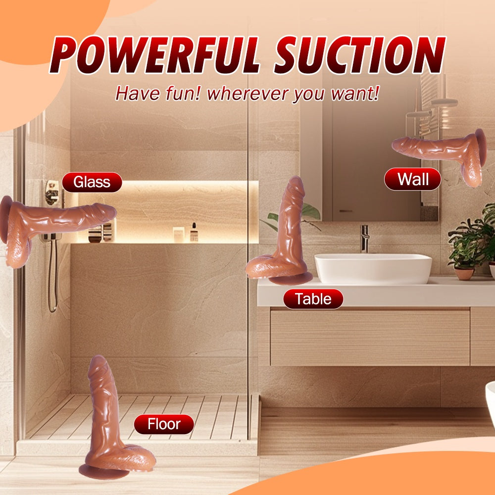 Realistic Inflatable Balloon Dildo Veined Suction Cup  Cock Expander Spreader